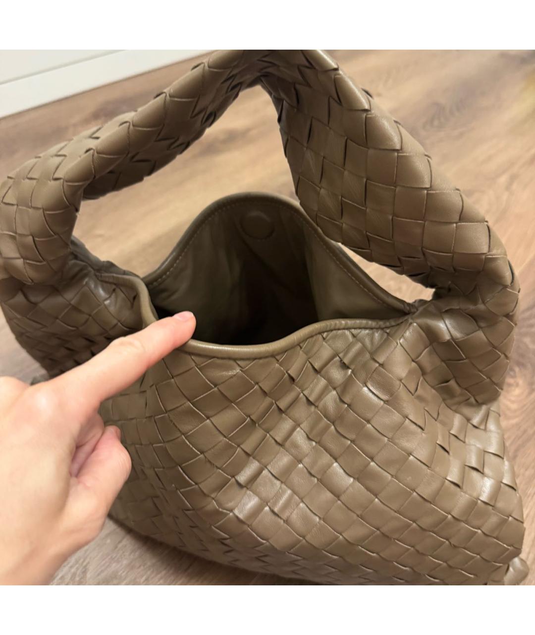 BOTTEGA VENETA Бежевая кожаная сумка тоут, фото 5