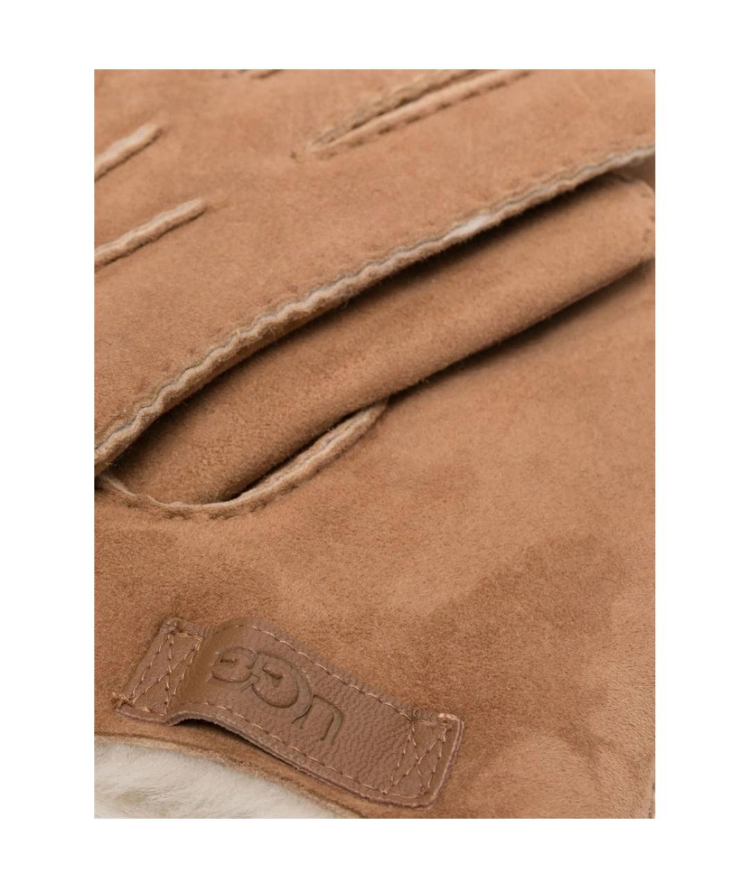UGG Коричневые кожаные перчатки, фото 2