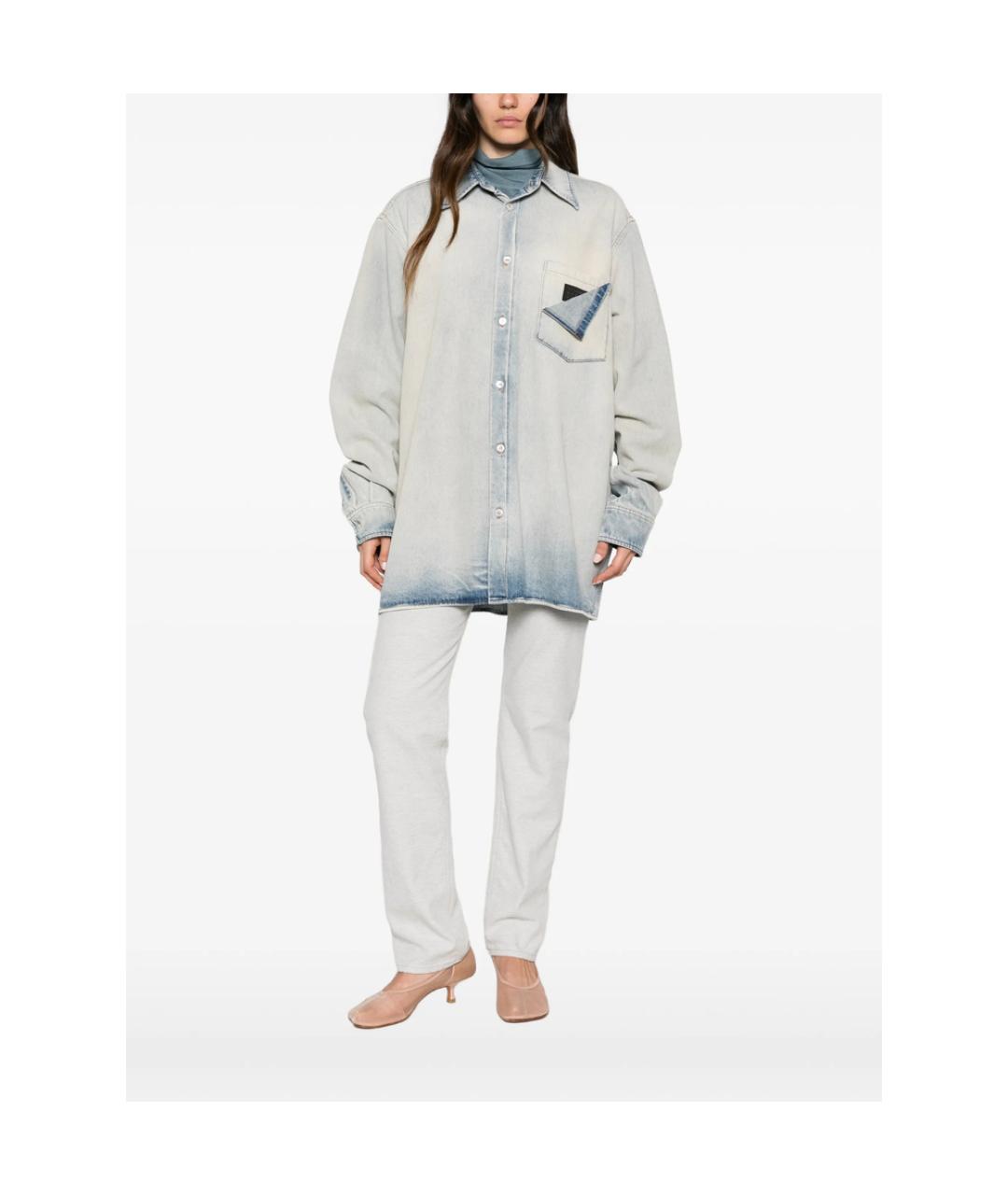 MM6 MAISON MARGIELA Голубая хлопковая кэжуал рубашка, фото 2