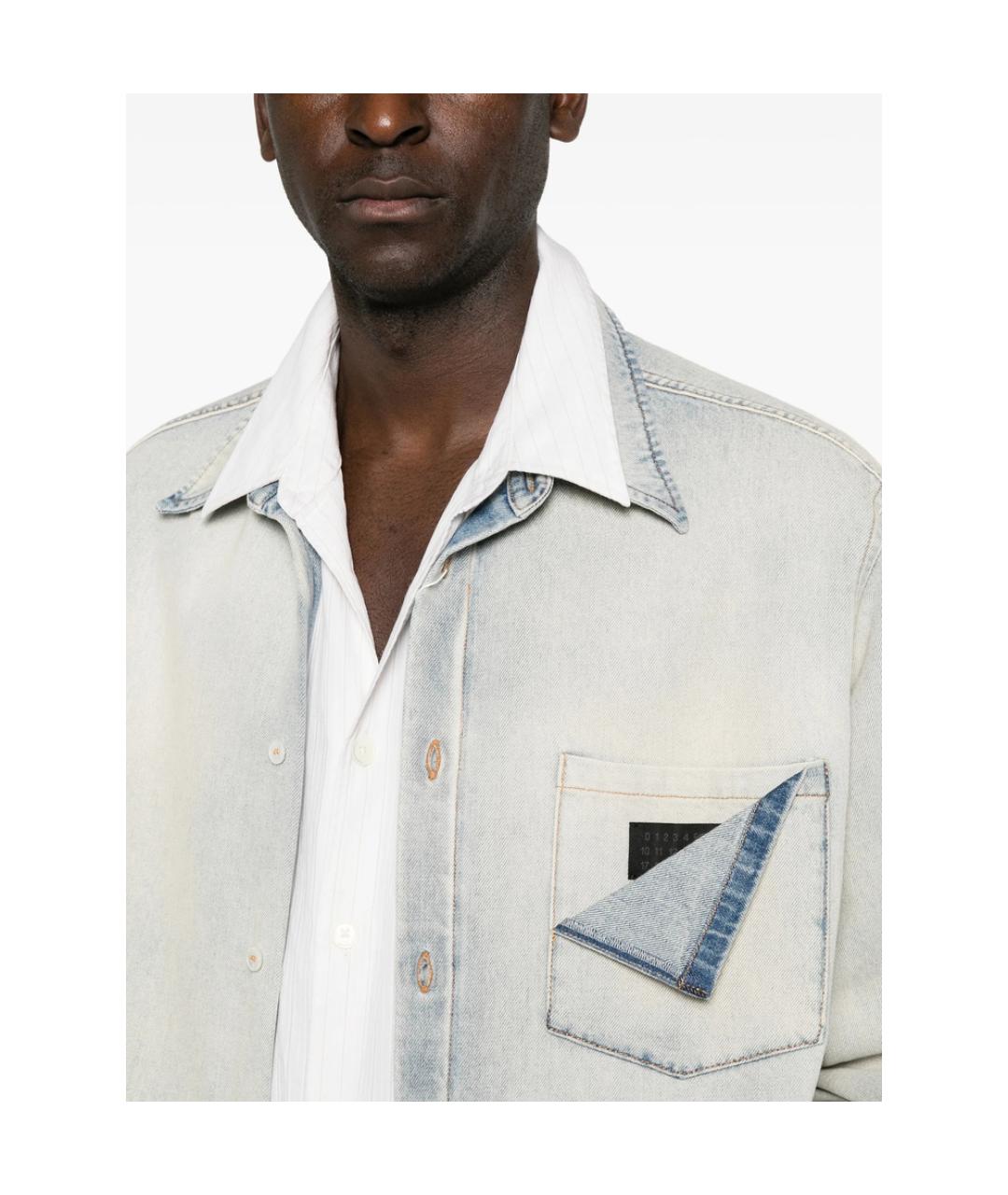 MM6 MAISON MARGIELA Голубая хлопковая кэжуал рубашка, фото 3