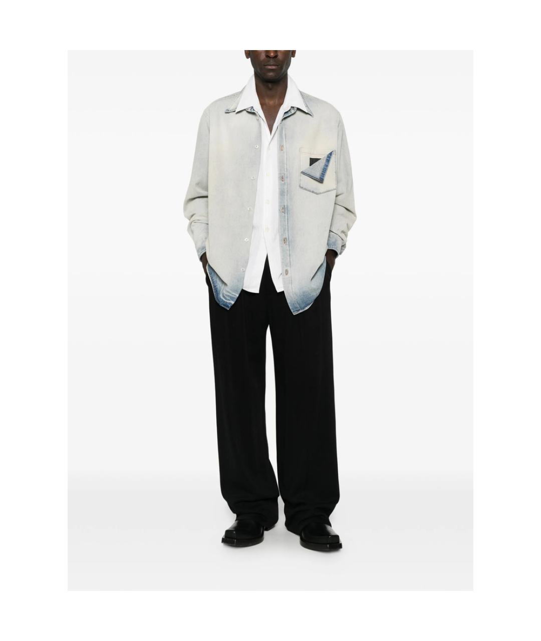 MM6 MAISON MARGIELA Голубая хлопковая кэжуал рубашка, фото 5
