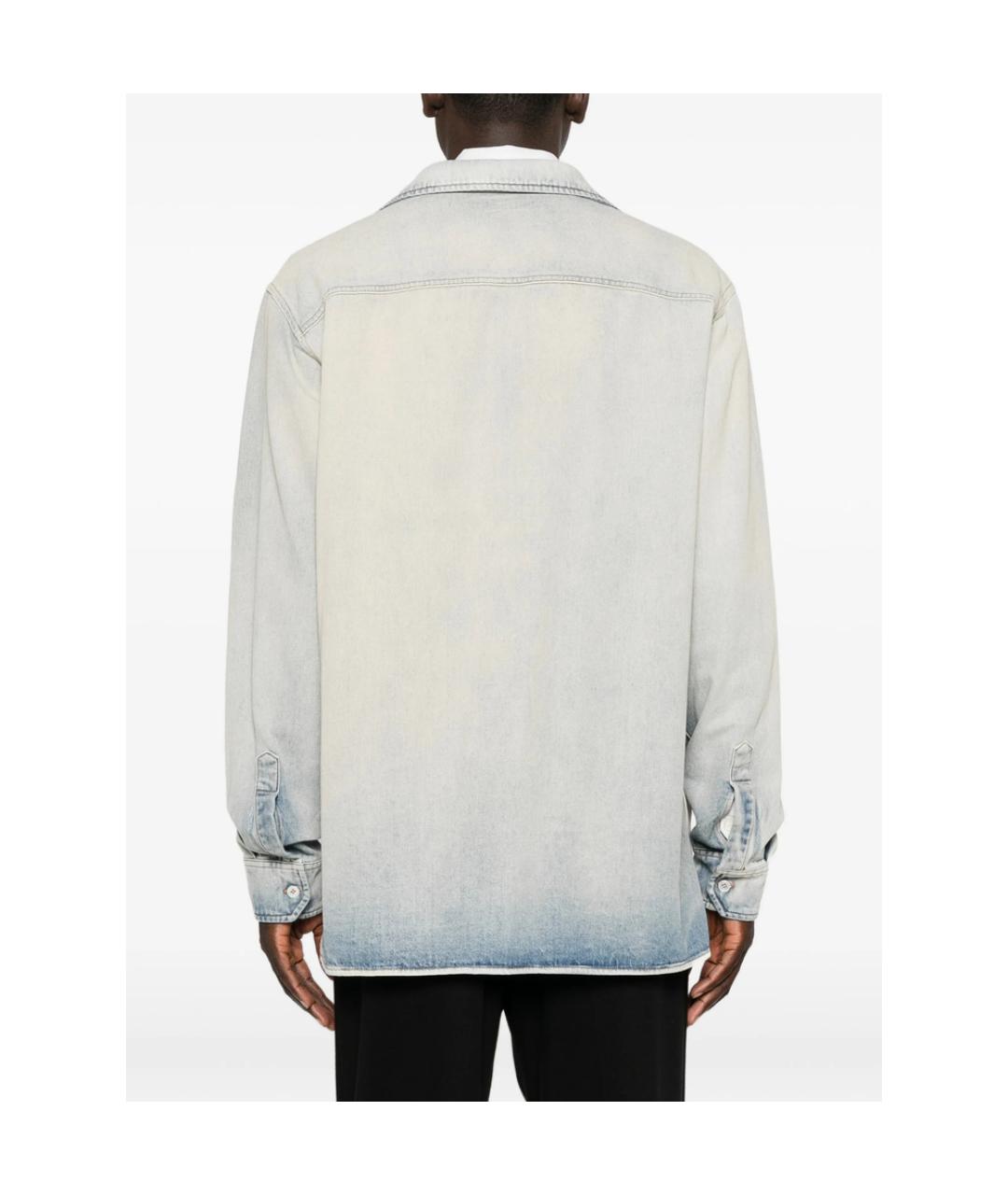 MM6 MAISON MARGIELA Голубая хлопковая кэжуал рубашка, фото 4