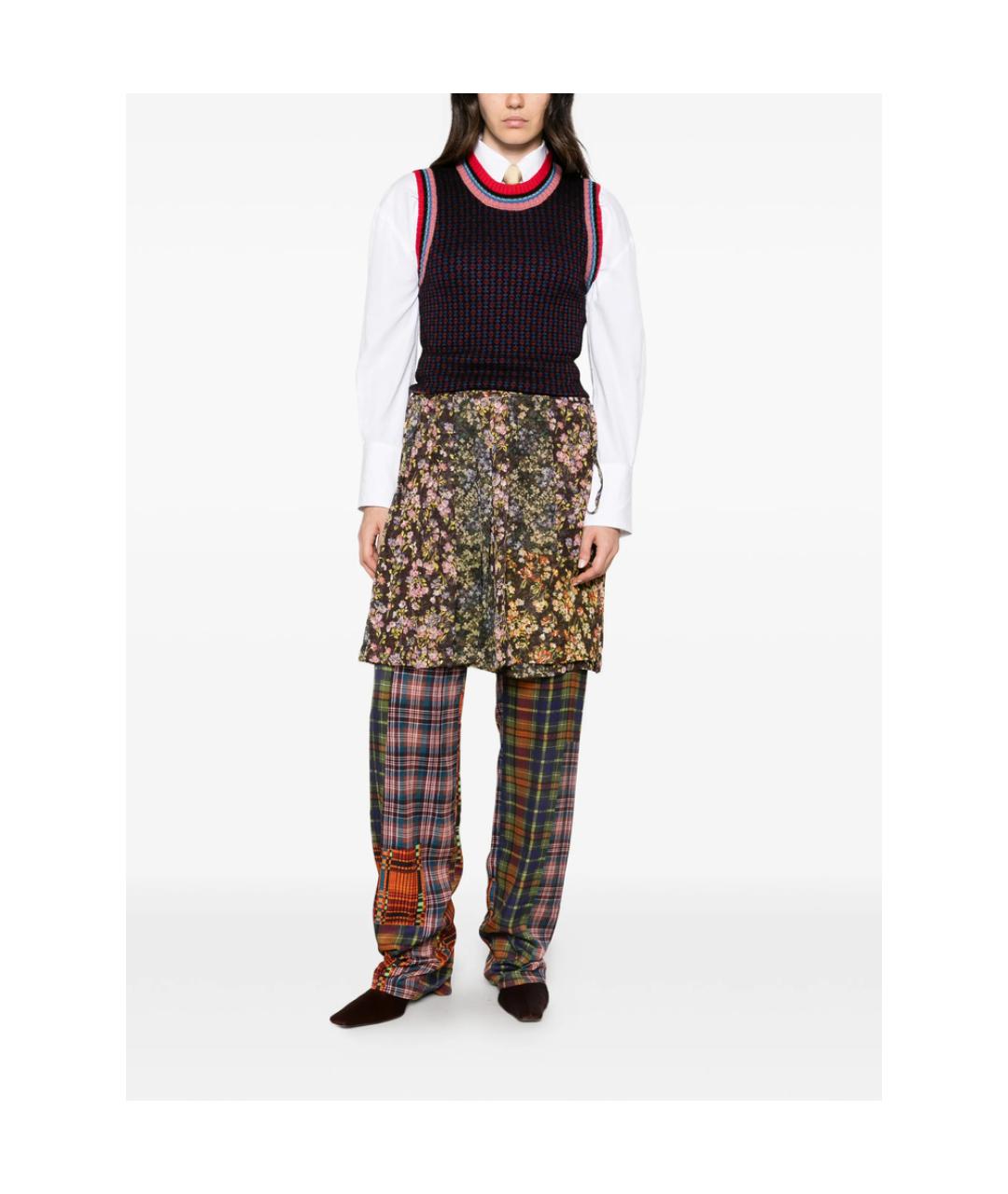DRIES VAN NOTEN Мульти полиэстеровые прямые брюки, фото 4