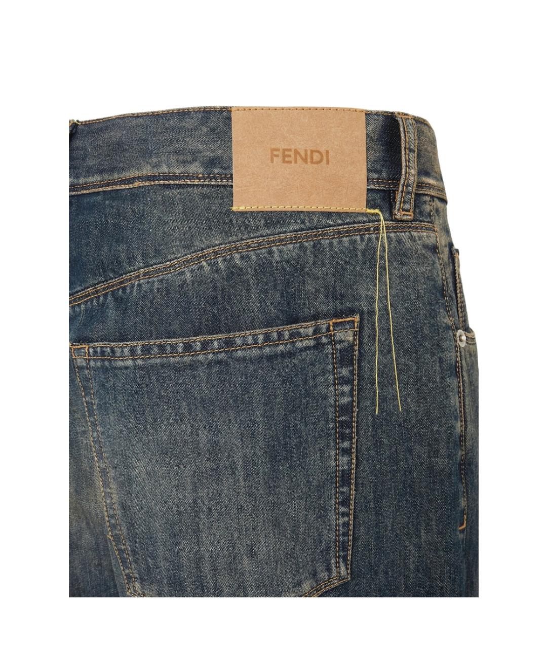 FENDI Синие хлопковые прямые джинсы, фото 3