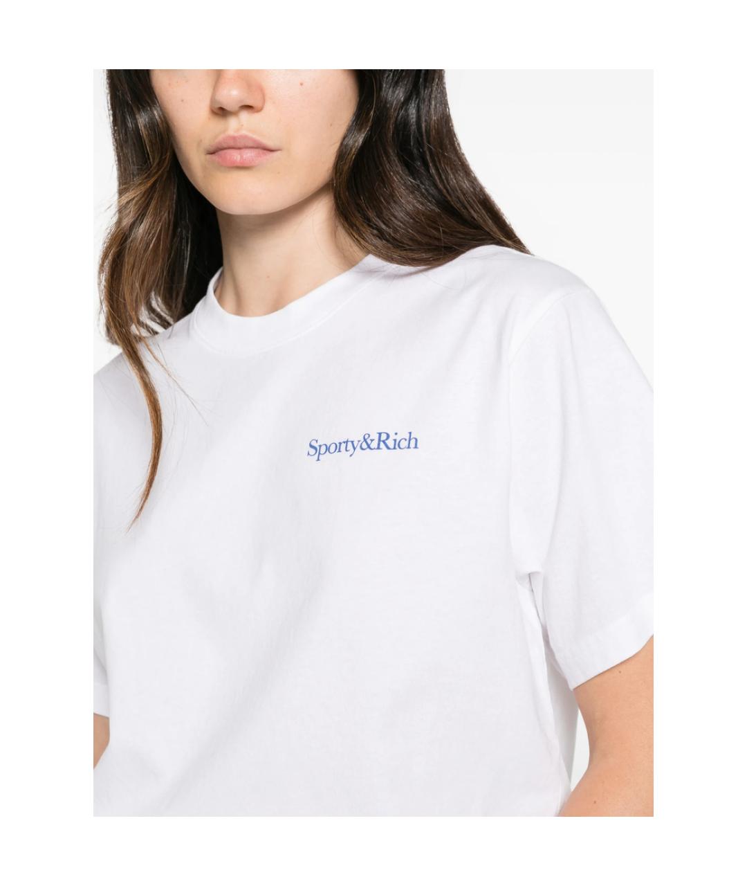 SPORTY AND RICH Белая хлопковая футболка, фото 4