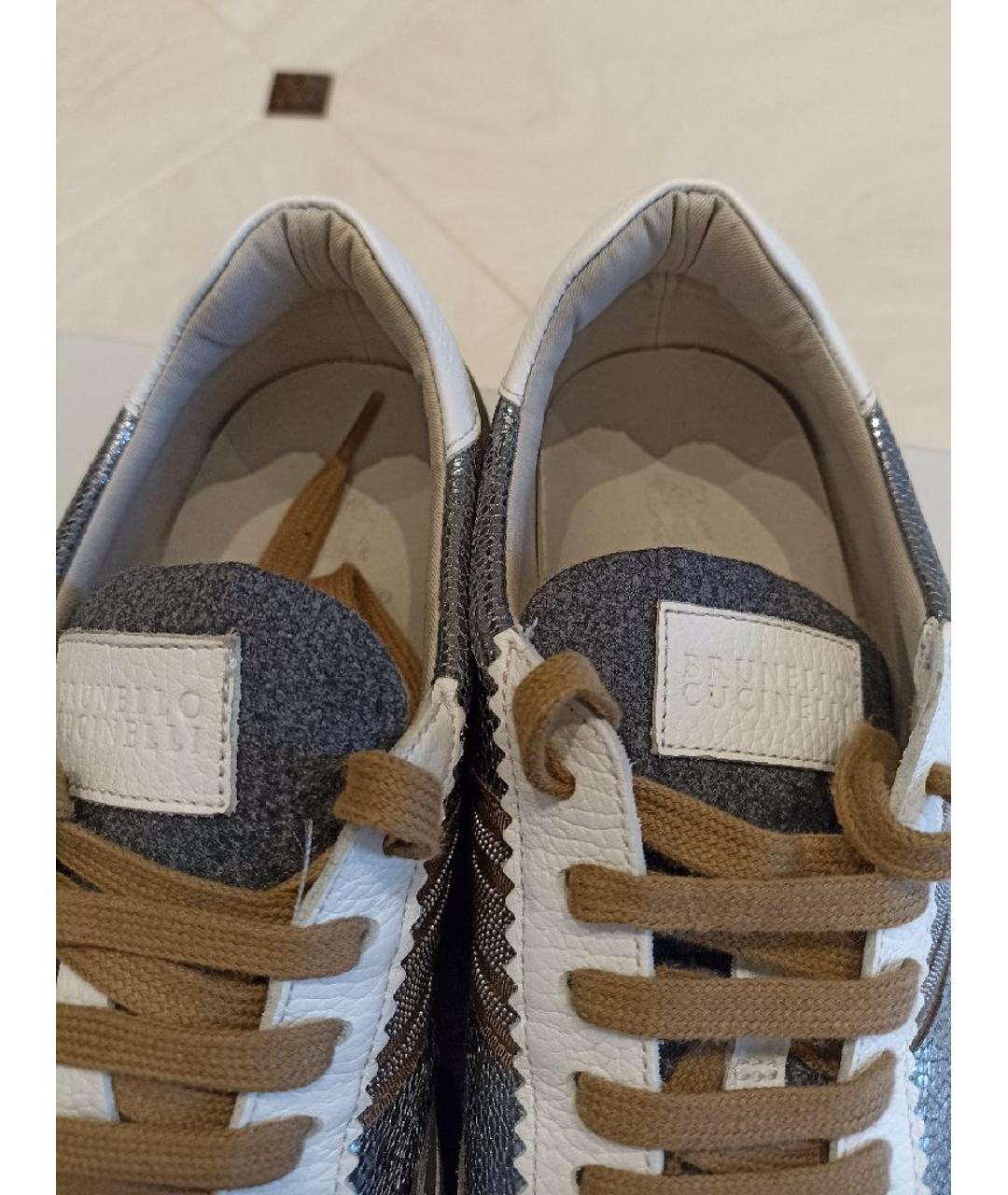 BRUNELLO CUCINELLI Серебряные замшевые кроссовки, фото 4