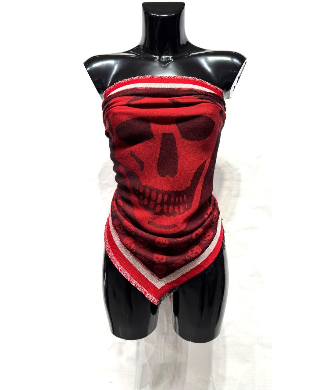 ALEXANDER MCQUEEN Бордовый хлопковый платок, фото 3