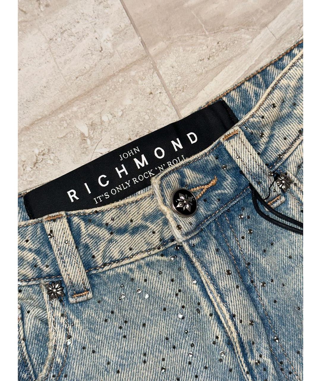 JOHN RICHMOND Голубые хлопковые прямые джинсы, фото 6