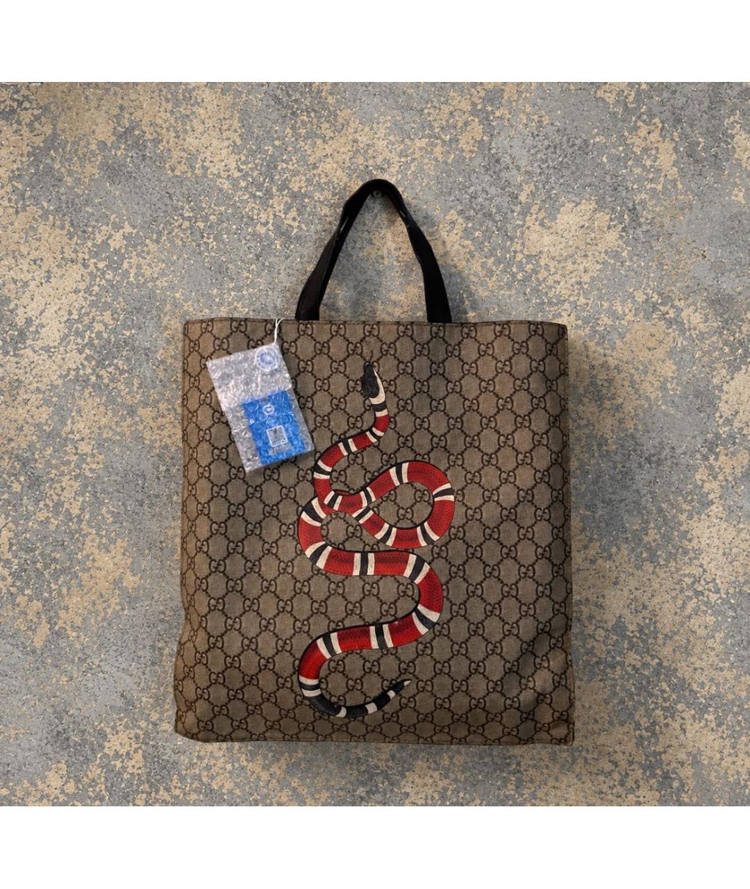 GUCCI Бежевая сумка тоут из канвы, фото 5