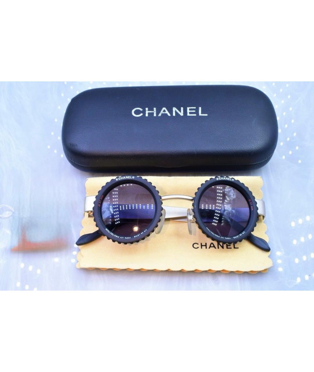 CHANEL Серебряные металлические солнцезащитные очки, фото 4