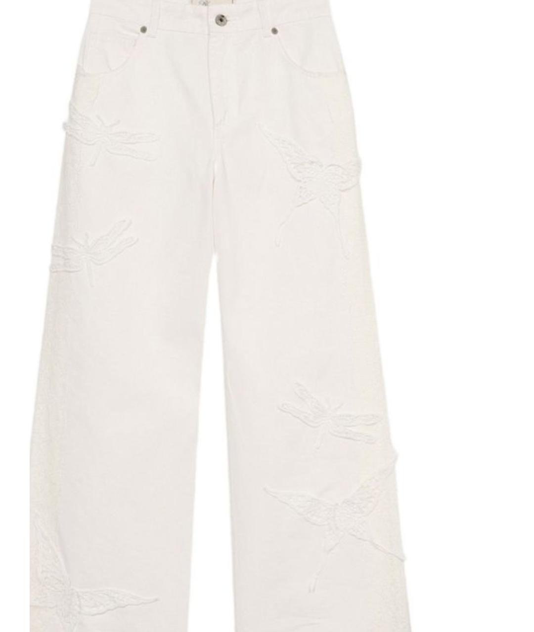 BLUMARINE Белые хлопковые брюки широкие, фото 2