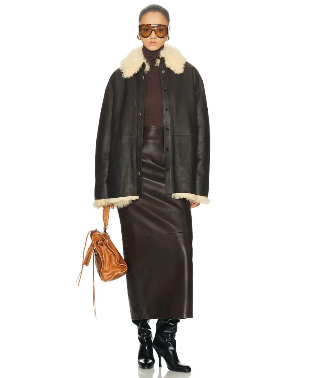 ACNE STUDIOS Коричневая кожаная дубленка, фото 6