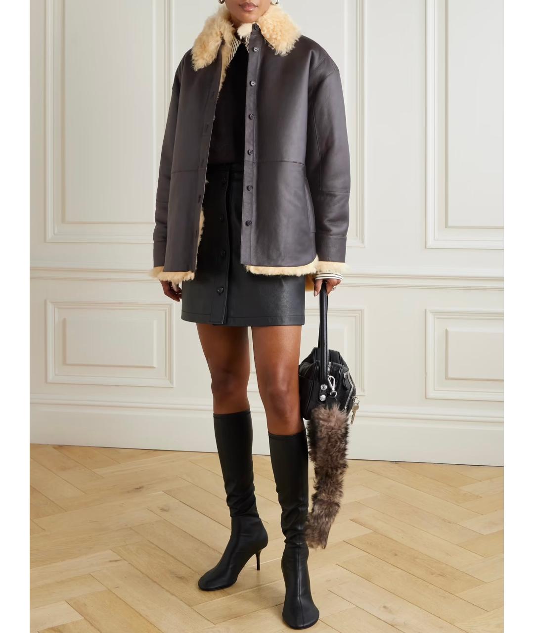 ACNE STUDIOS Коричневая кожаная дубленка, фото 4