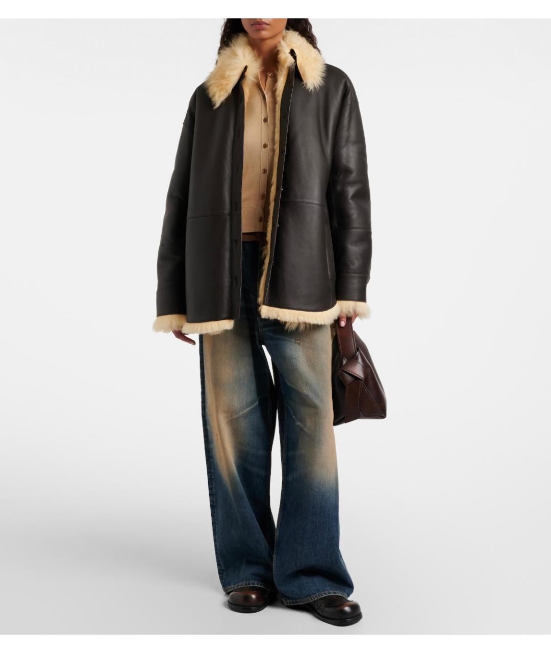ACNE STUDIOS Коричневая кожаная дубленка, фото 2