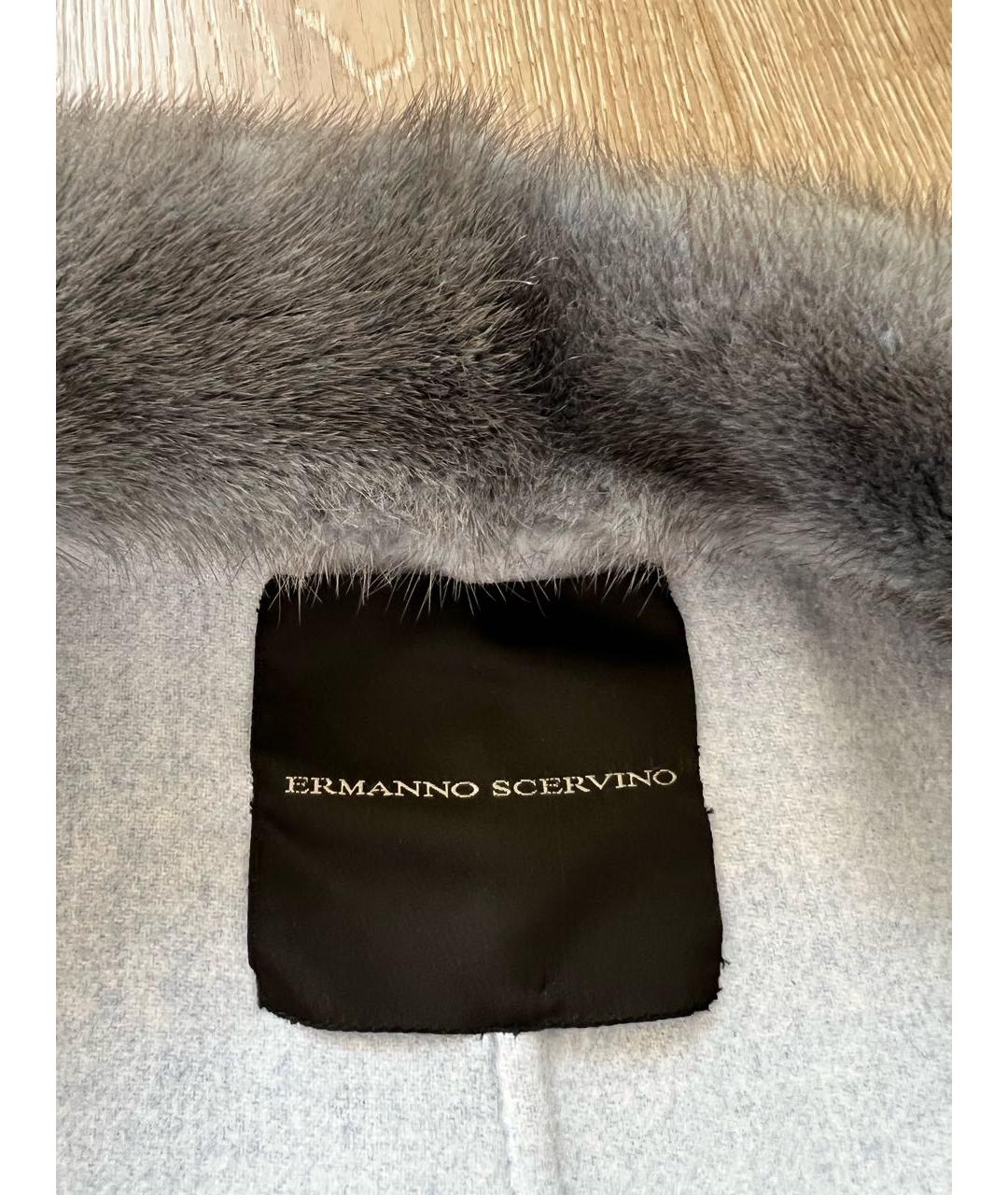 ERMANNO SCERVINO Голубое шерстяное пальто, фото 3