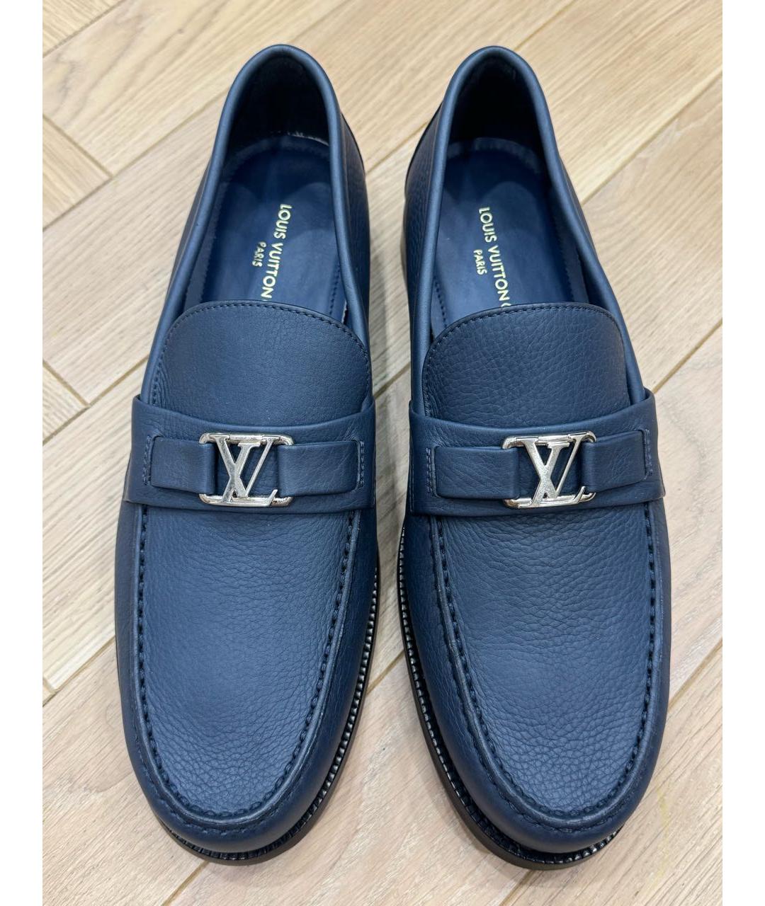 LOUIS VUITTON Темно-синие кожаные лоферы, фото 2