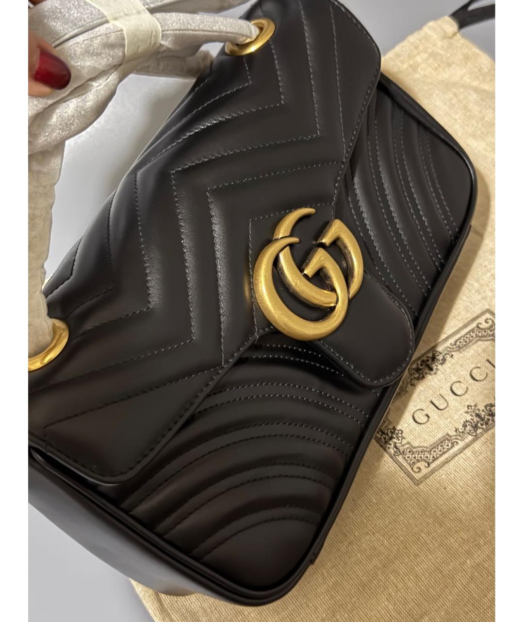 GUCCI Черная кожаная сумка через плечо, фото 5