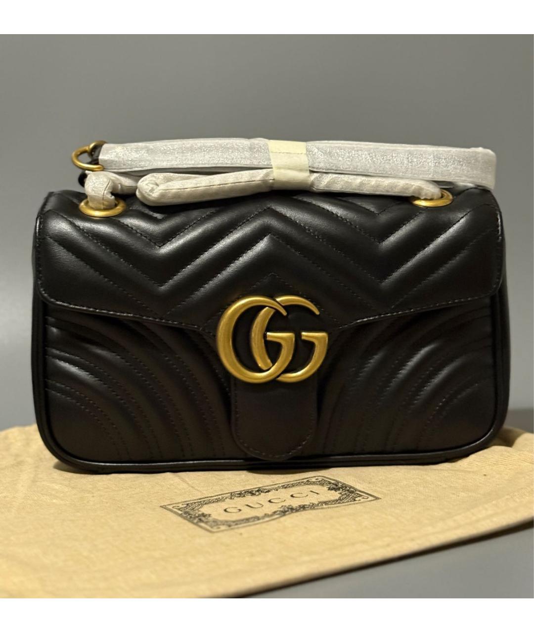 GUCCI Черная кожаная сумка через плечо, фото 2