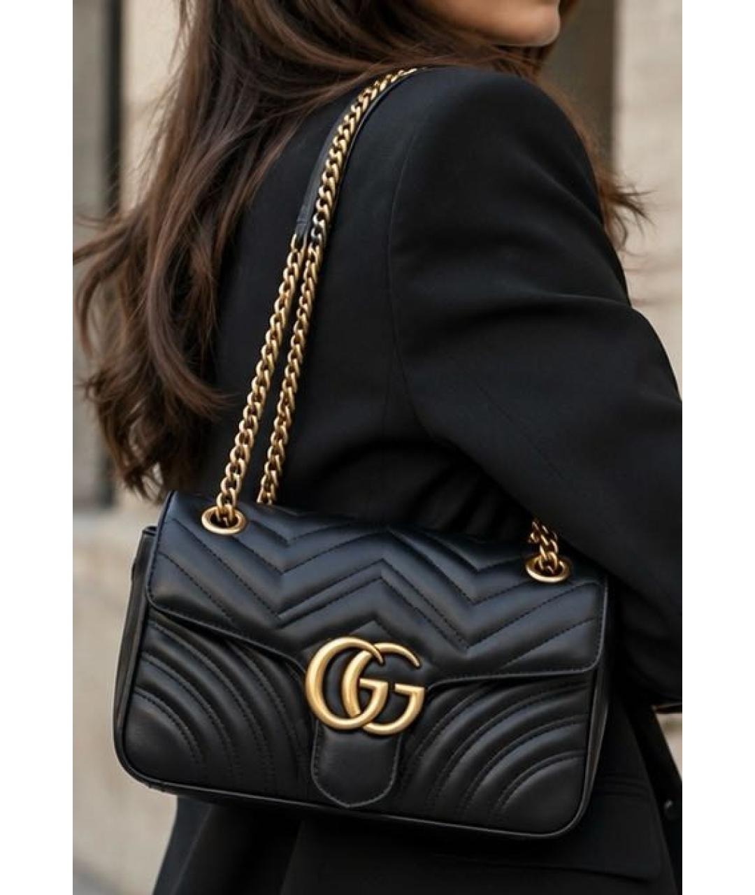 GUCCI Черная кожаная сумка через плечо, фото 4
