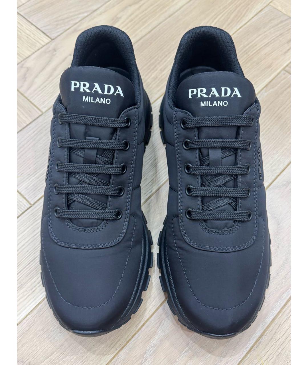 PRADA Черные синтетические низкие кроссовки / кеды, фото 3