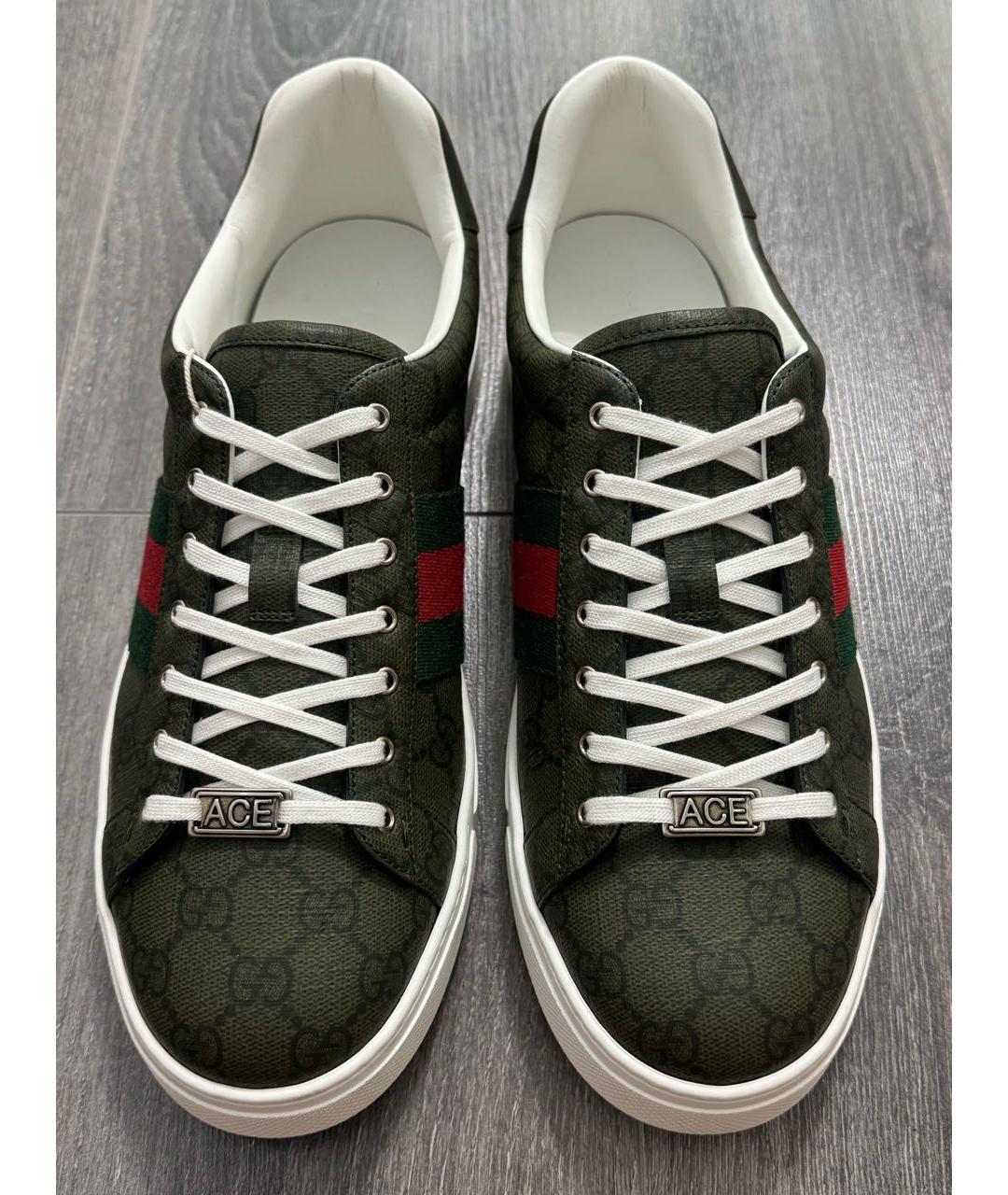 GUCCI Хаки низкие кроссовки / кеды, фото 3