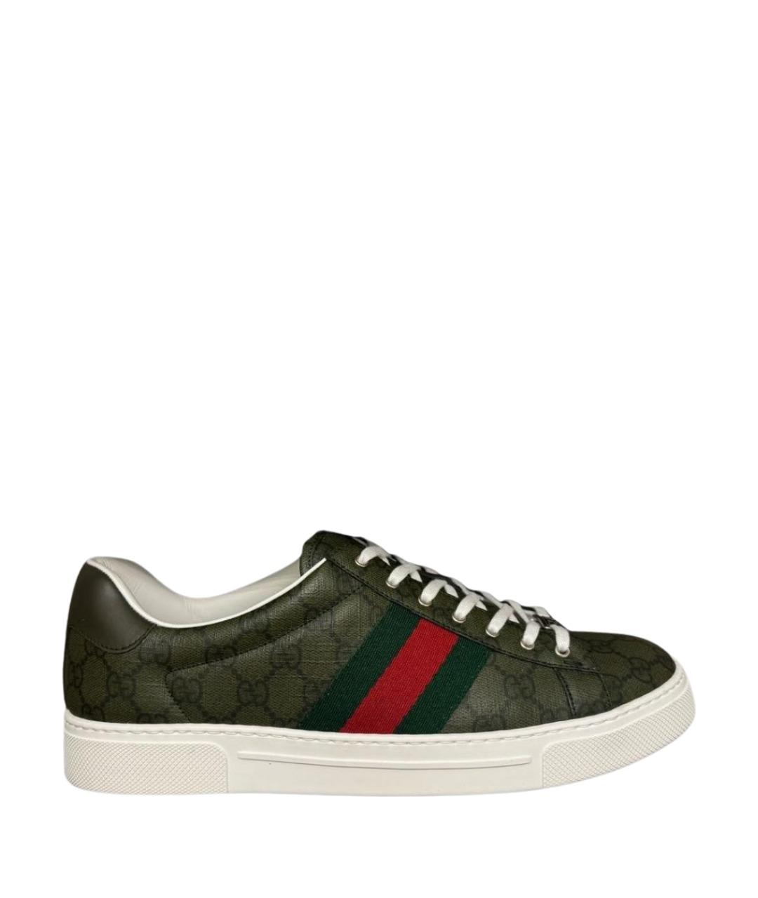 GUCCI Хаки низкие кроссовки / кеды, фото 1