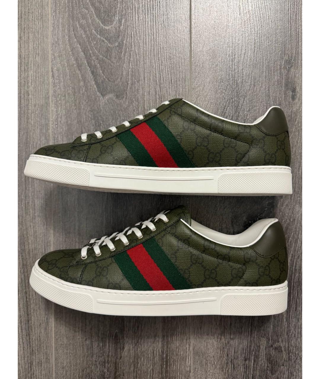 GUCCI Хаки низкие кроссовки / кеды, фото 9