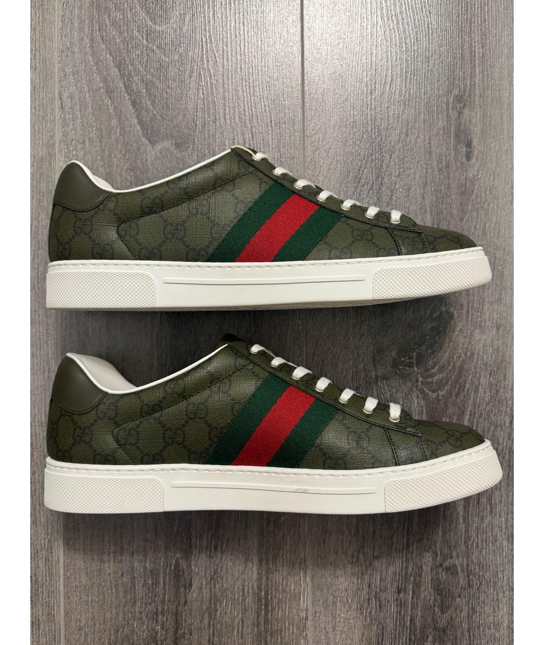 GUCCI Хаки низкие кроссовки / кеды, фото 5