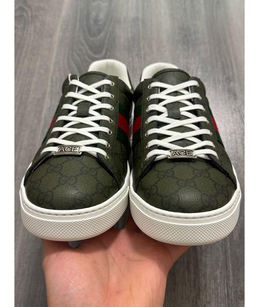 GUCCI Хаки низкие кроссовки / кеды, фото 2
