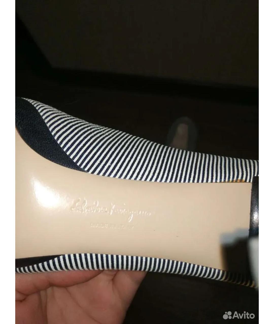 FERRAGAMO Синие кожаные туфли, фото 4