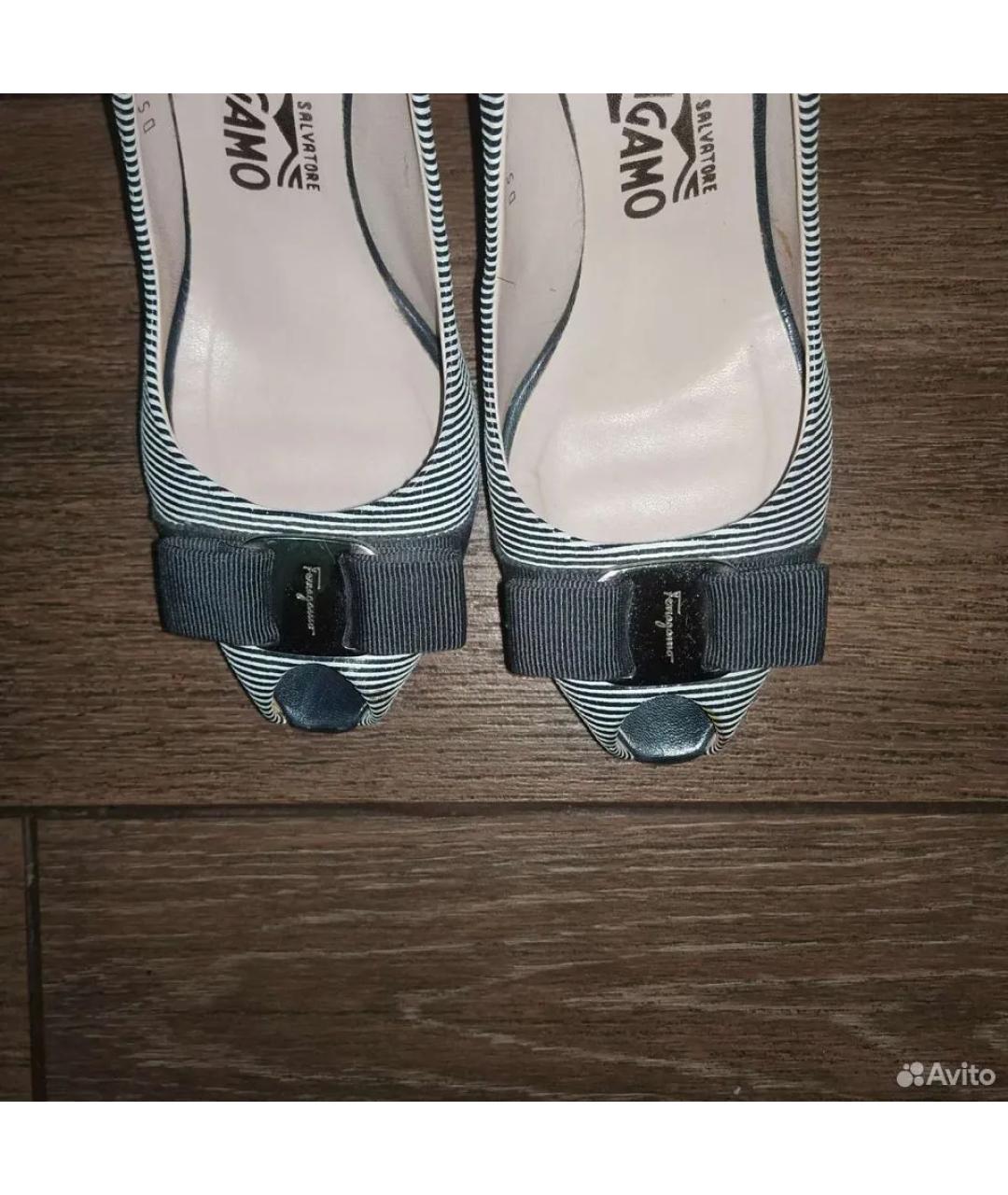 FERRAGAMO Синие кожаные туфли, фото 3