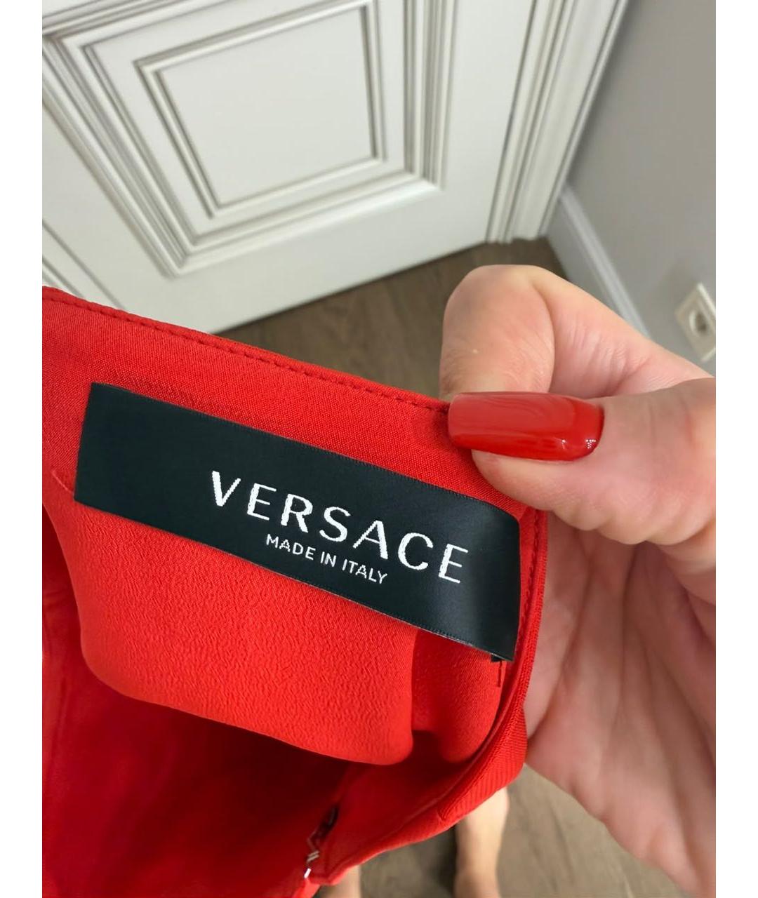 VERSACE Красная вискозная юбка мини, фото 3