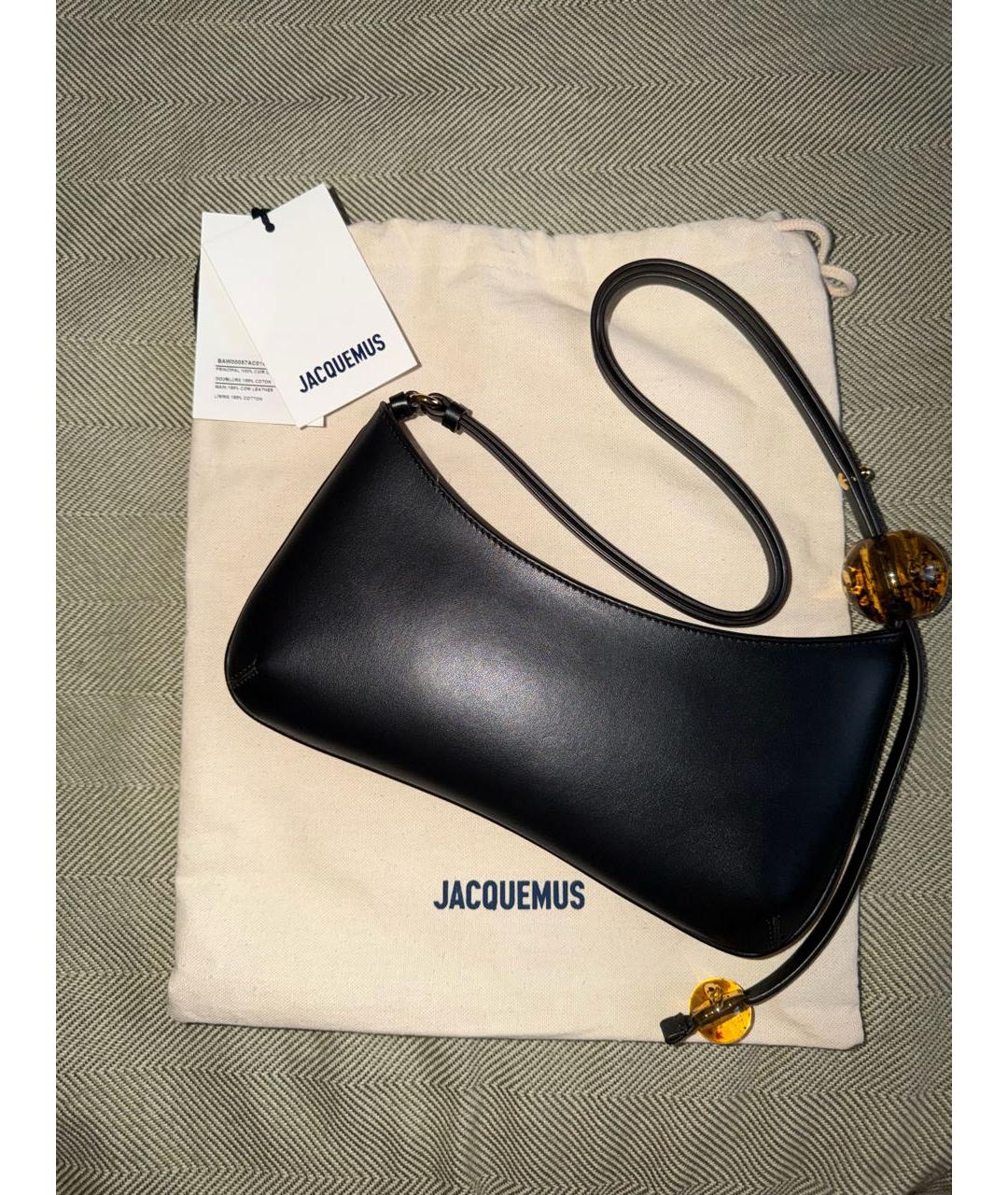 JACQUEMUS Черная кожаная сумка с короткими ручками, фото 3