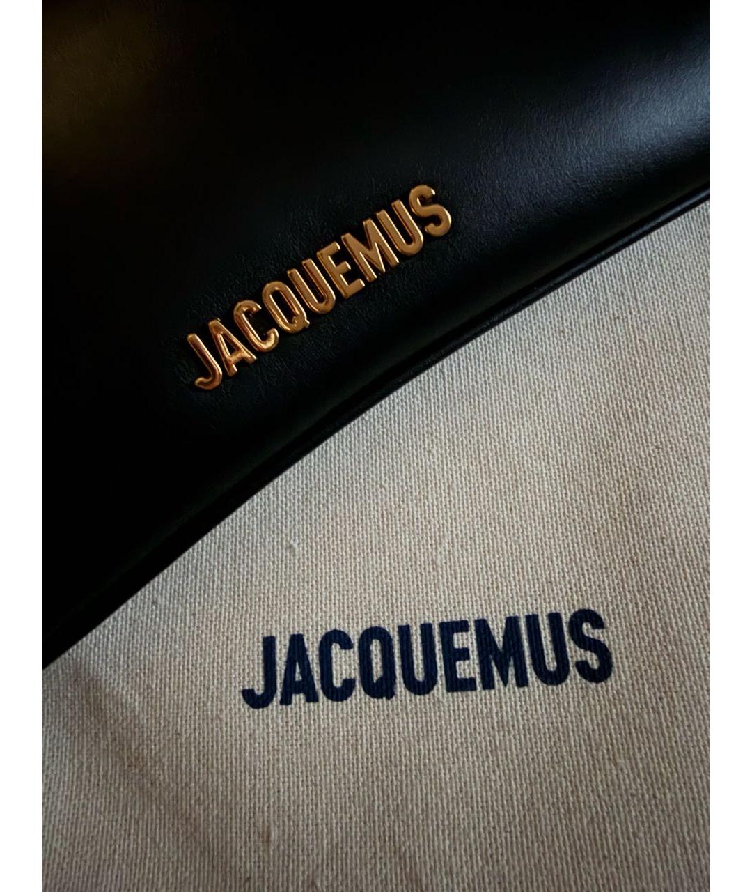 JACQUEMUS Черная кожаная сумка с короткими ручками, фото 6