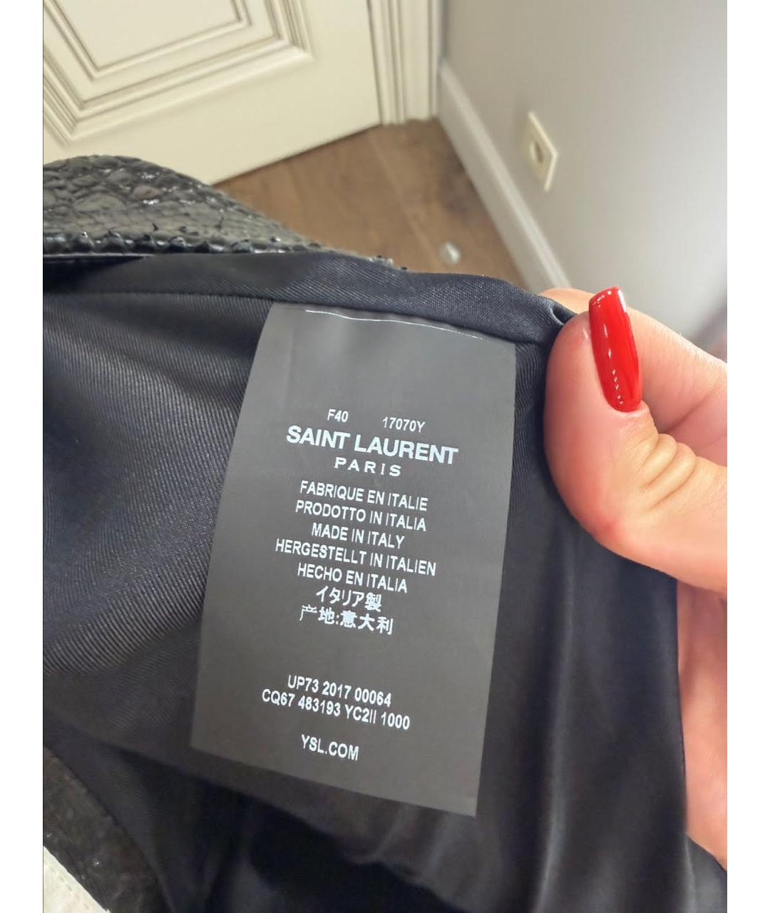 SAINT LAURENT Черная кожаная юбка мини, фото 5