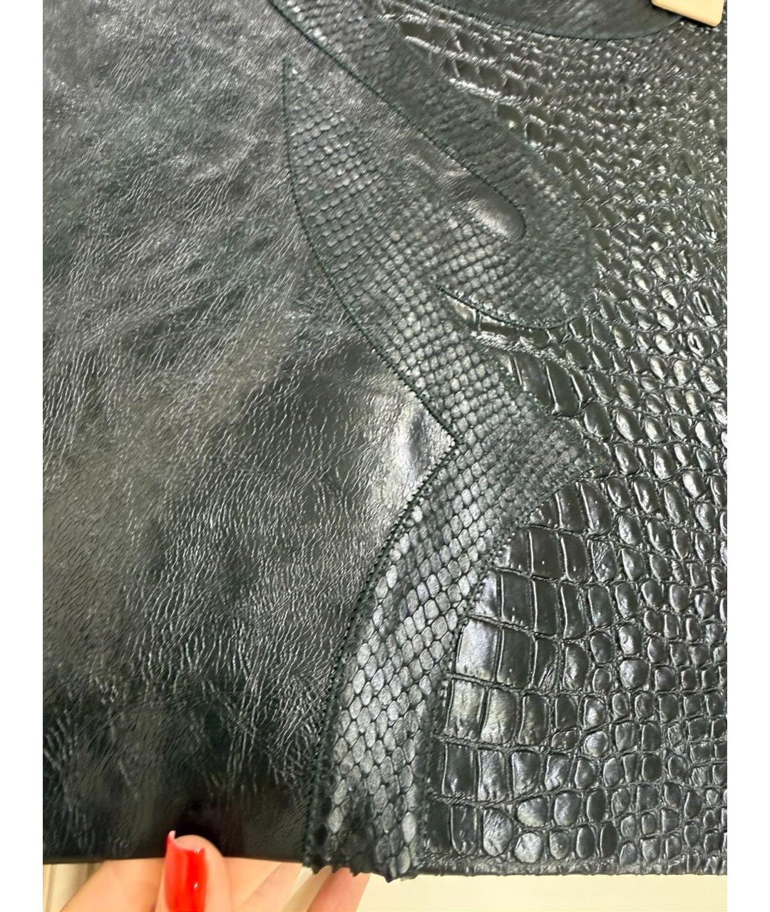 SAINT LAURENT Черная кожаная юбка мини, фото 3