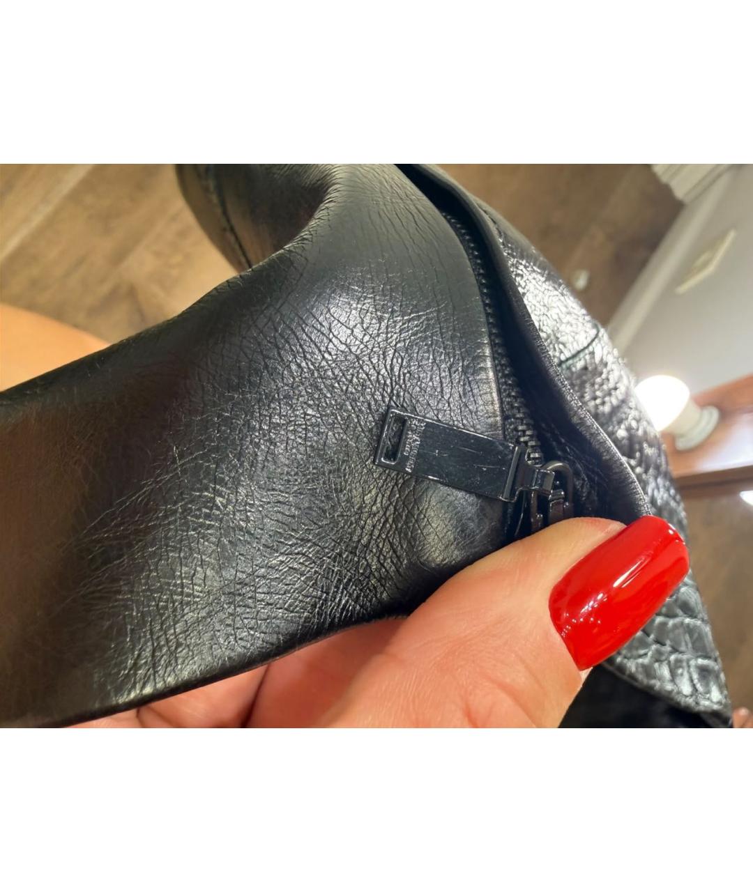 SAINT LAURENT Черная кожаная юбка мини, фото 7