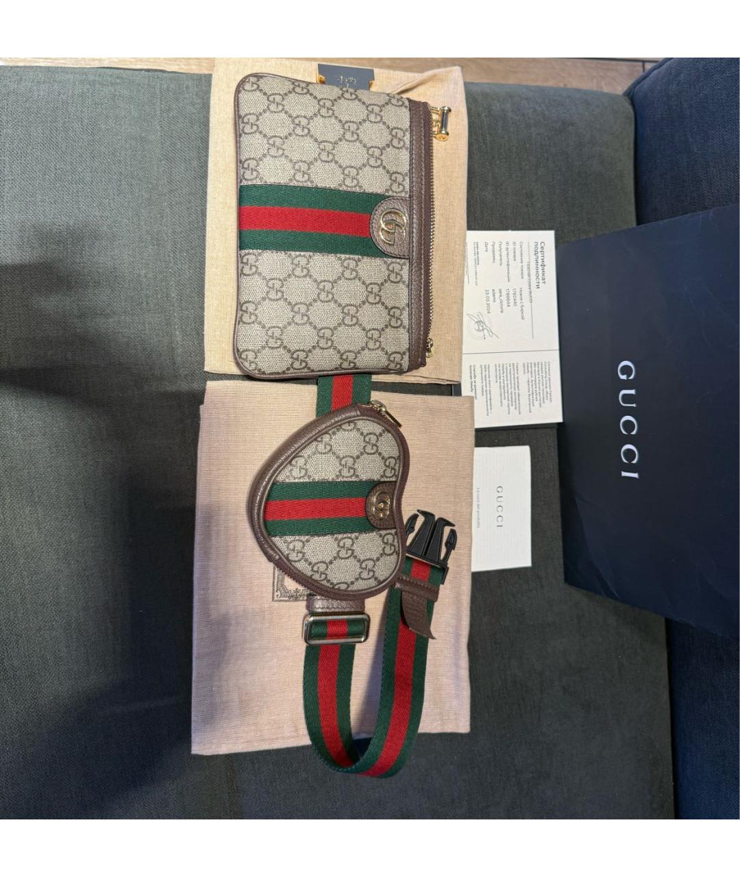 GUCCI Коричневая кожаная поясная сумка, фото 8