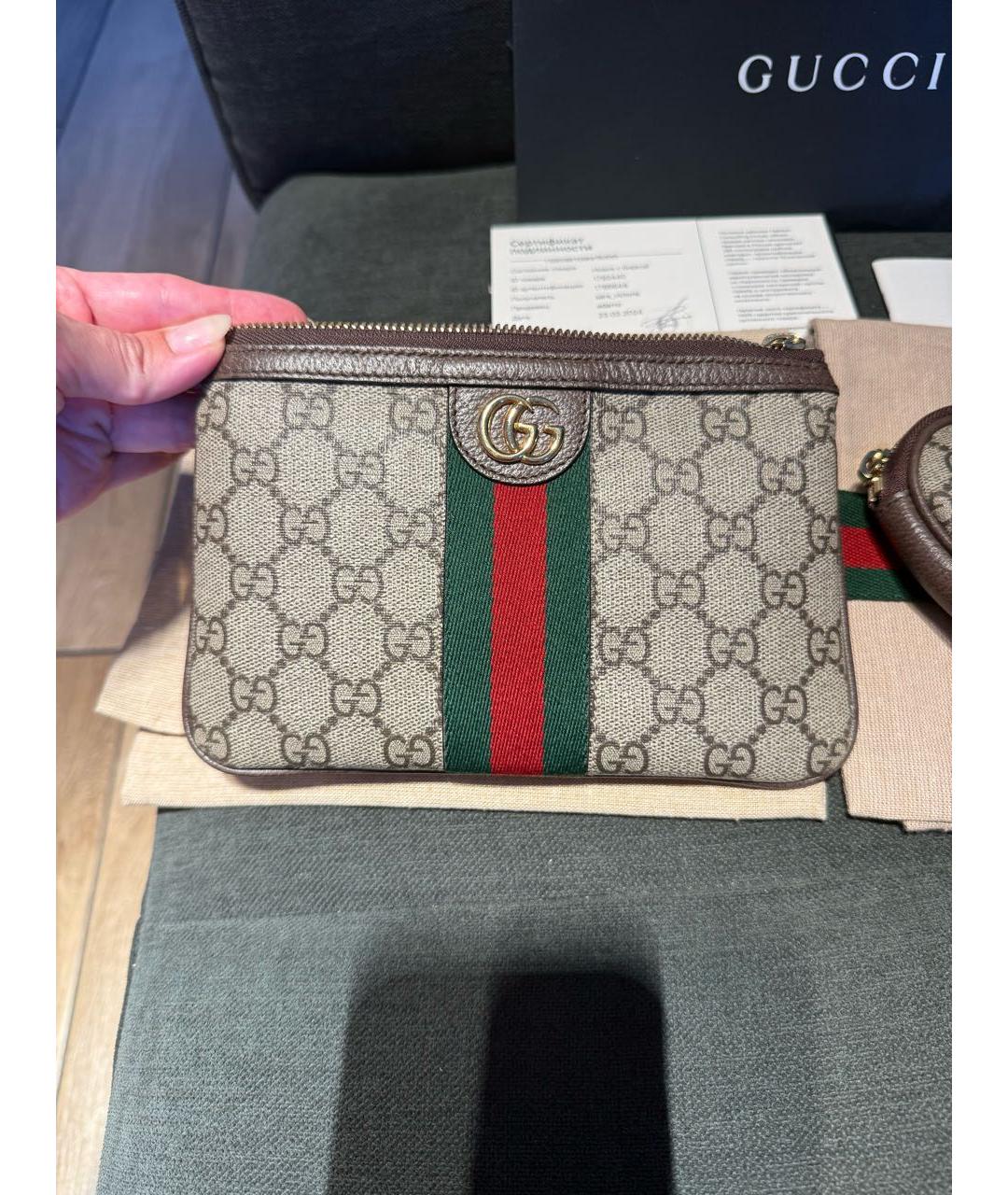 GUCCI Коричневая кожаная поясная сумка, фото 2
