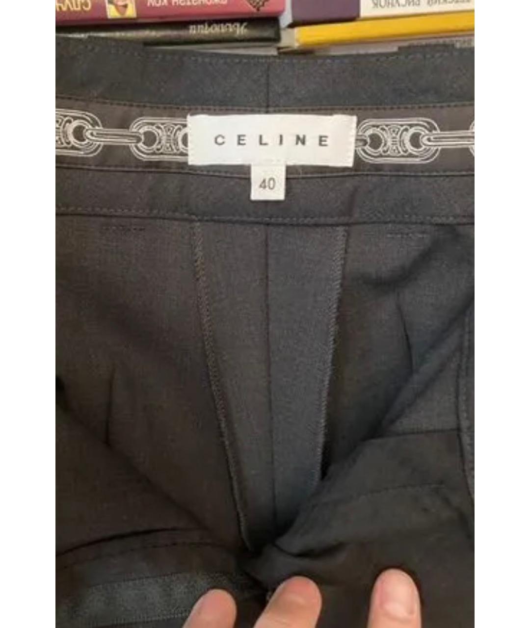 CELINE Серые шерстяные прямые брюки, фото 3
