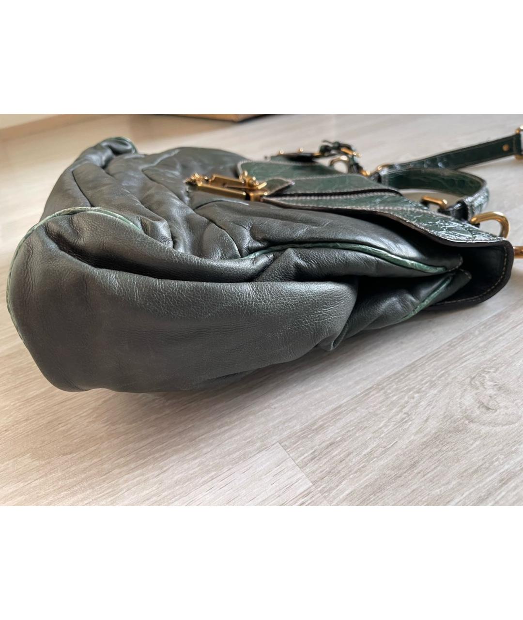 DOLCE&GABBANA Зеленая сумка через плечо из кожи крокодила, фото 2