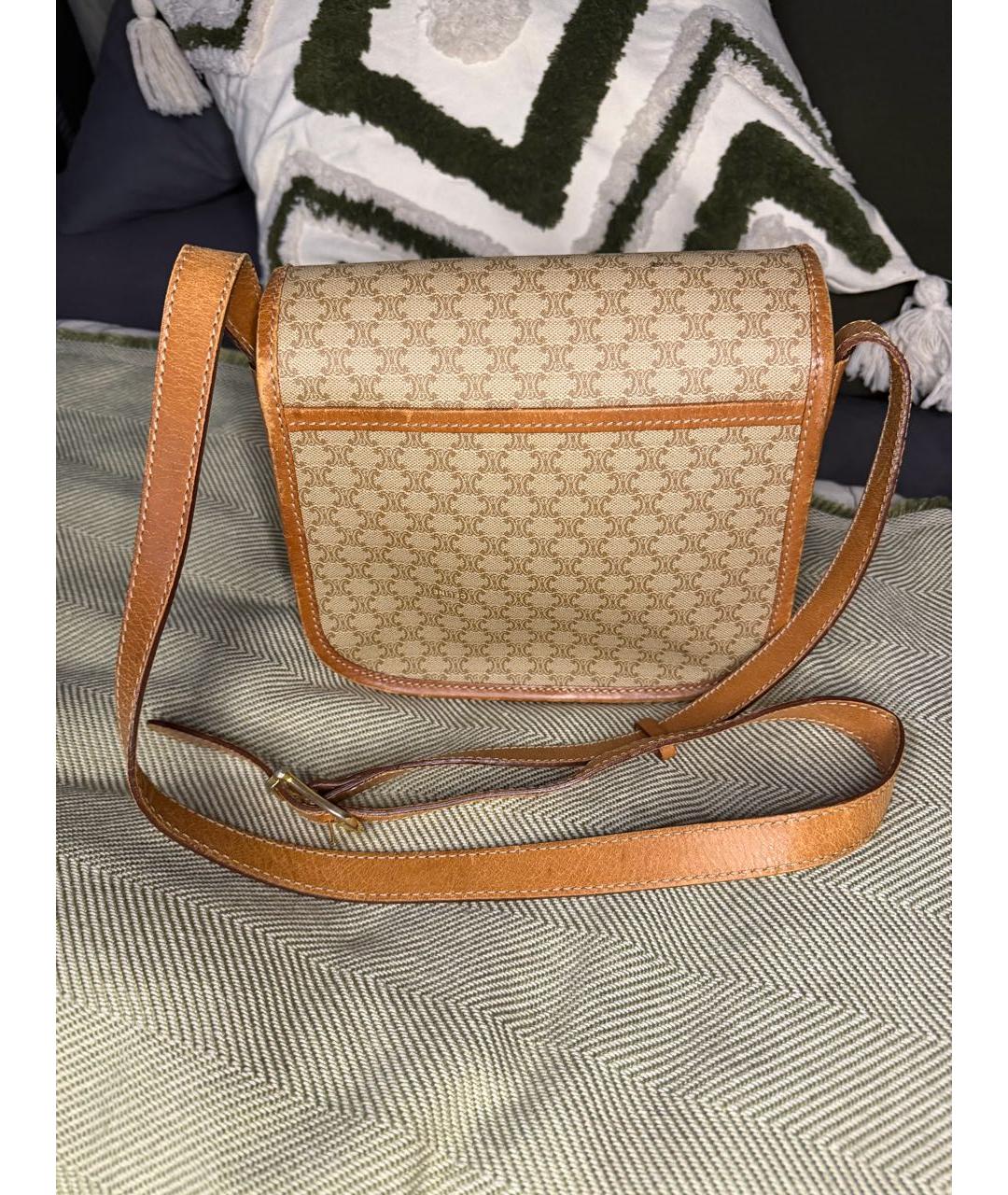 CELINE Бежевая сумка через плечо из канвы, фото 3