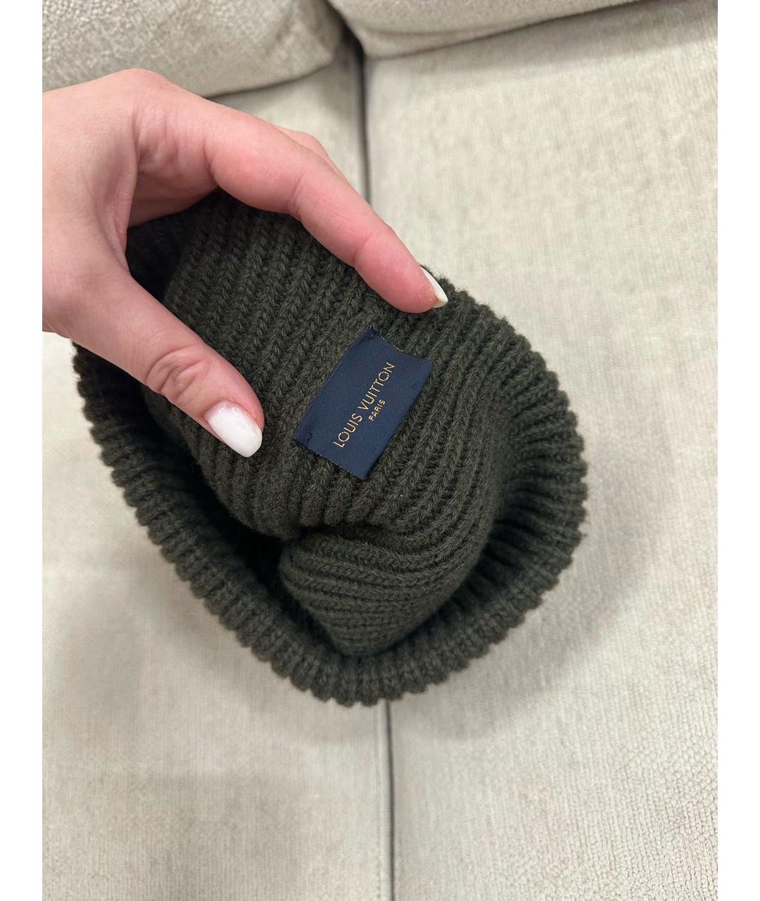 LOUIS VUITTON Хаки шерстяная шапка, фото 4