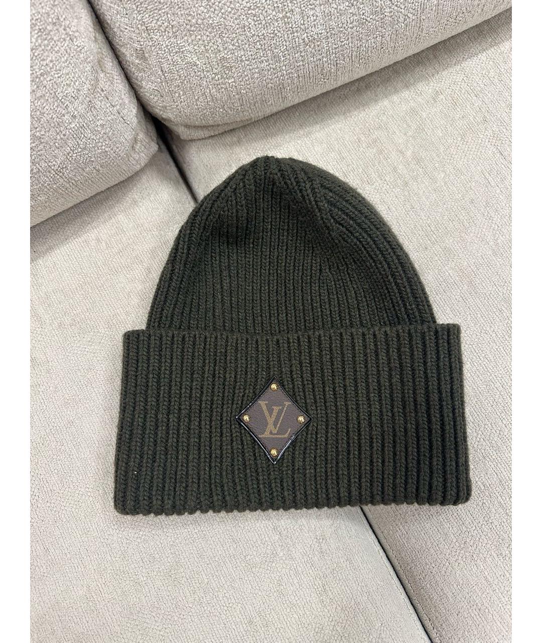 LOUIS VUITTON Хаки шерстяная шапка, фото 7