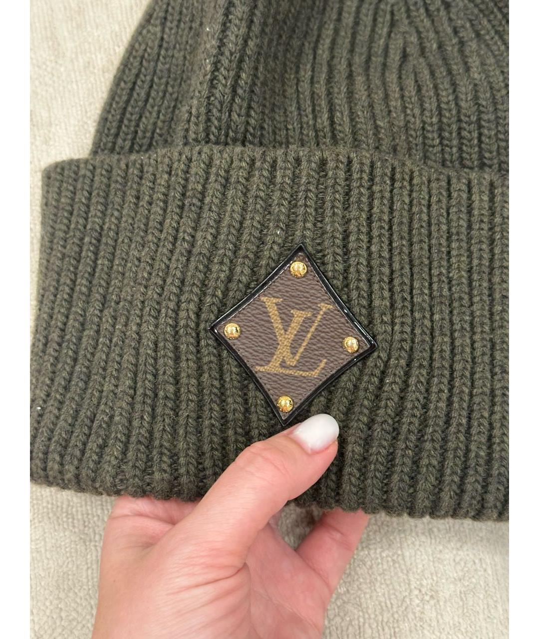 LOUIS VUITTON Хаки шерстяная шапка, фото 2