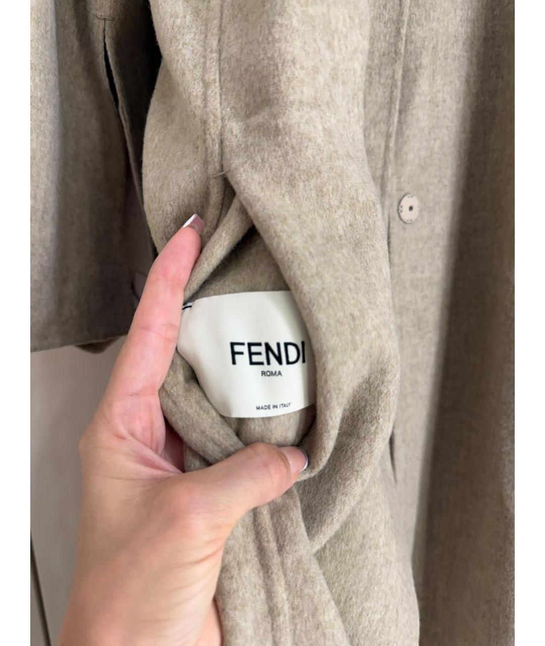 FENDI Бежевое шерстяное пальто, фото 4