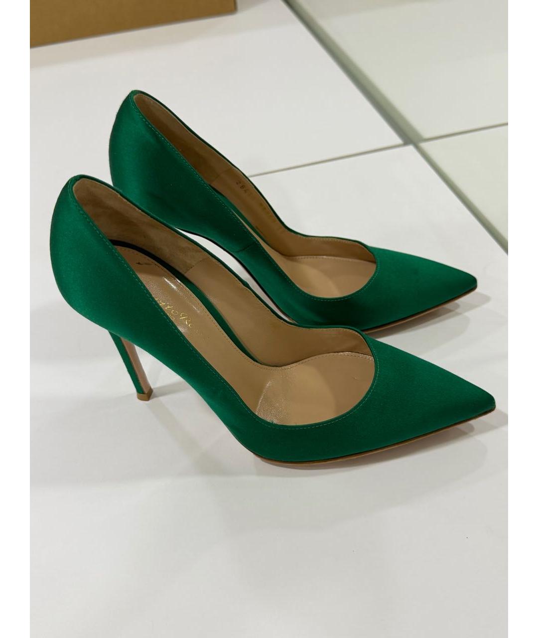 GIANVITO ROSSI Зеленые текстильные туфли, фото 5