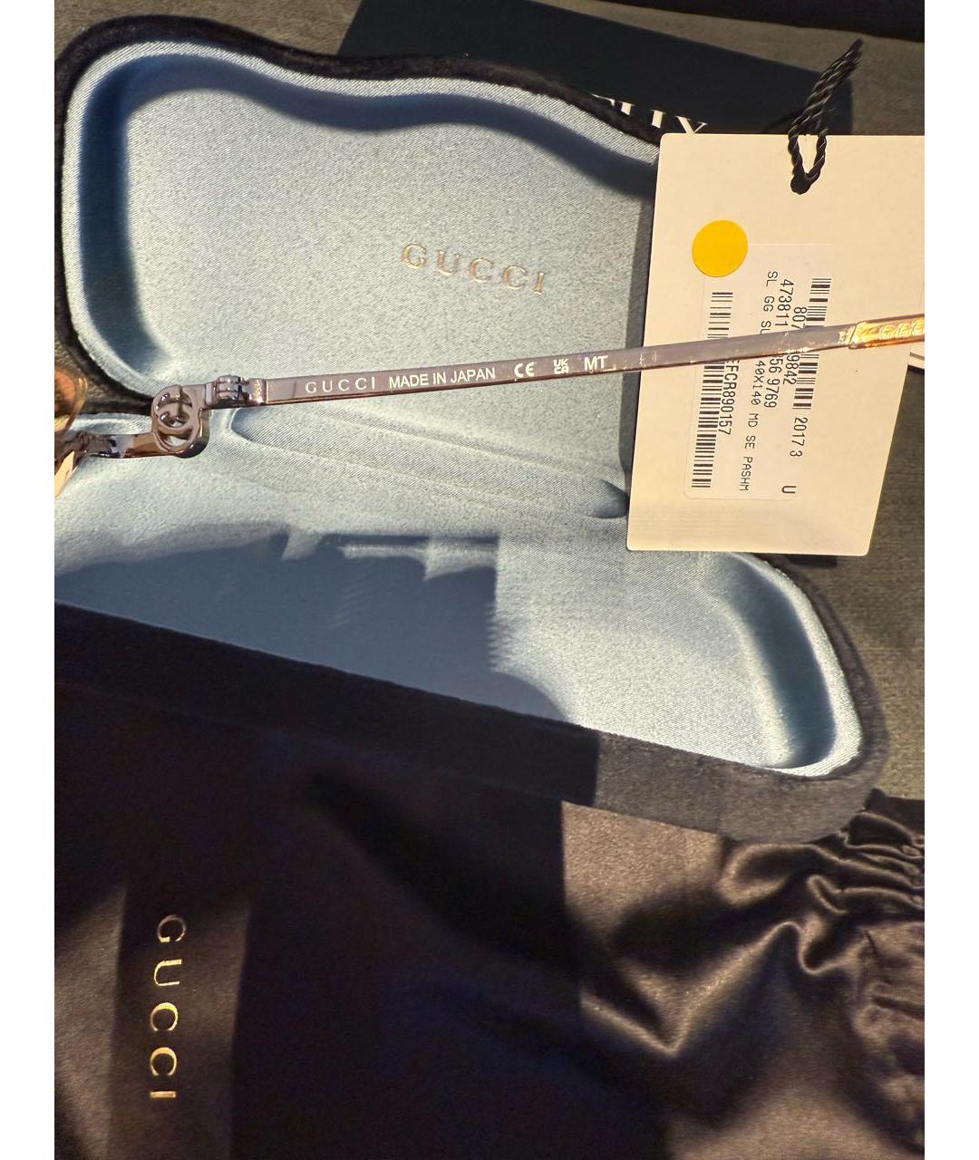 GUCCI Желтые металлические солнцезащитные очки, фото 3