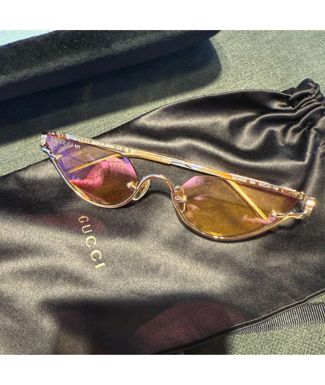 GUCCI Желтые металлические солнцезащитные очки, фото 8