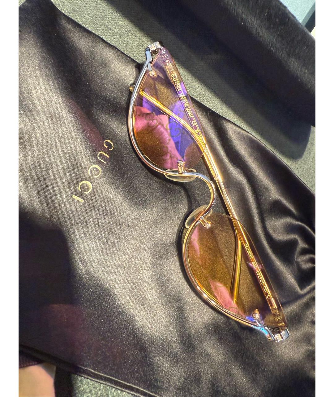 GUCCI Желтые металлические солнцезащитные очки, фото 2